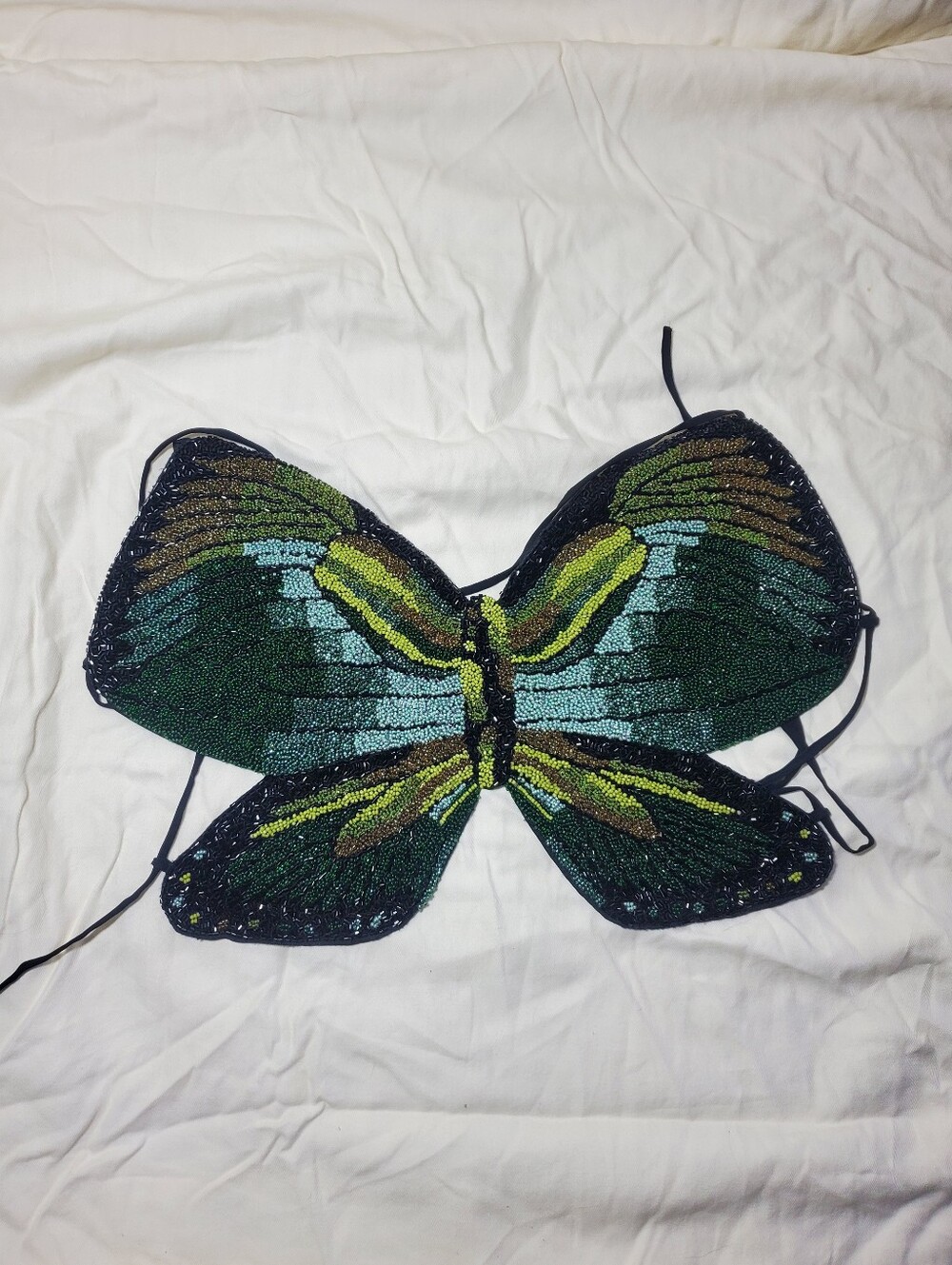 Cult Gaia Bratz Beaded Butterfly Crop Top - Green